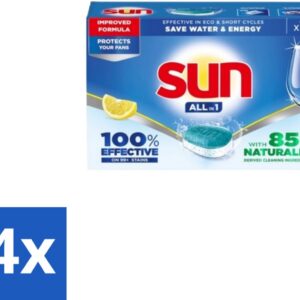 4 x Sun - Vaatwastabletten - All-in-1 Citroen - 19 tabletten - Vaatwastabletten Citroen - Vaatwasmiddel Citroen - Reinigingstabletten - Vaatwasmiddel - Vaatwasmiddel Citroen (8721418713772)
