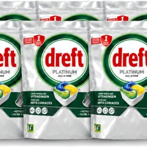6 x Dreft - Vaatwastabletten - All-in-One Platinum - Lemon - 59 Tabletten - Voordeelverpakking - 6 stuks (8721643091546)
