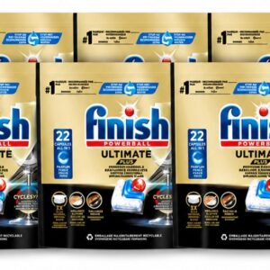 6 x Finish - Vaatwasmiddel - Ultimate Plus Vaatwastabletten Regular - Krachtige Alles-in-1 Reiniging - 22 capsules - Voordeelverpakking - 6 stuks (8721643139880)