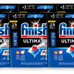 6 x Finish - Vaatwasmiddel - Ultimate Vaatwastabletten Regular - Krachtige Reiniging - 17 capsules - Voordeelverpakking - 6 stuks (8721643139897)
