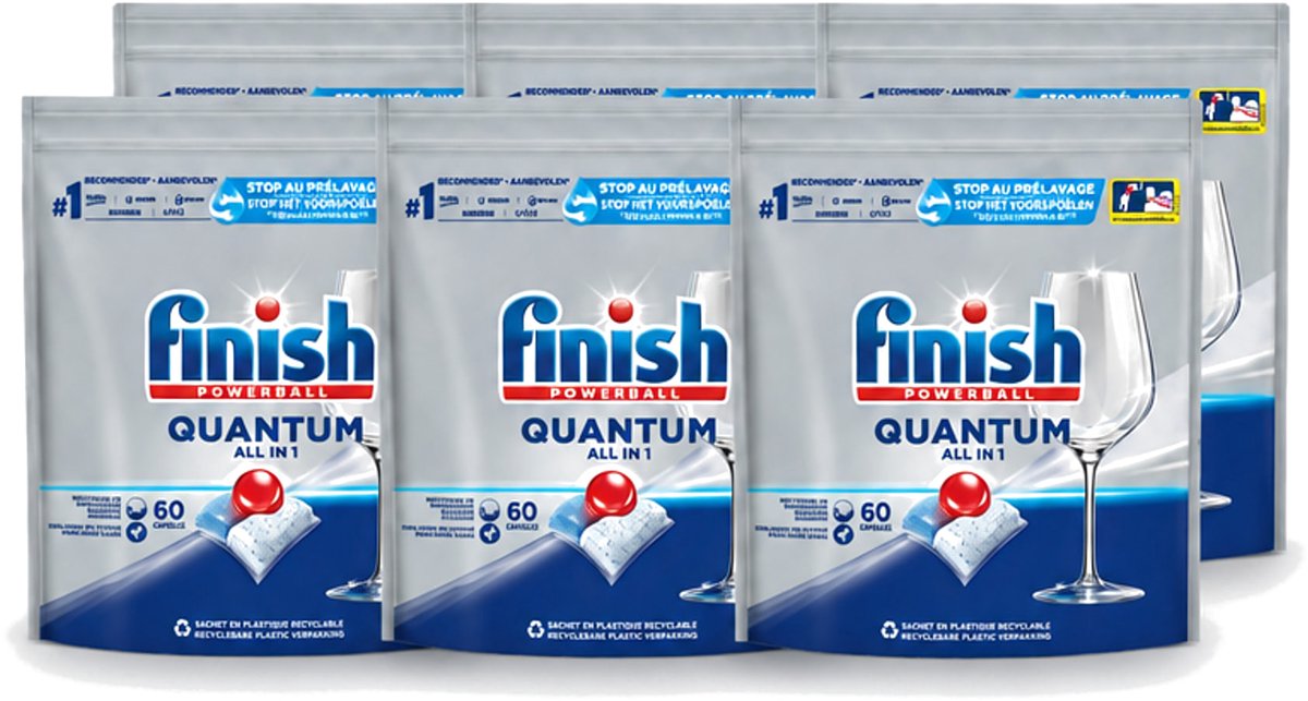 6 x Finish - Vaatwastabletten - Quantum All-in-1 - 60 Capsules - Voordeelverpakking - 6 stuks (8721643010844)