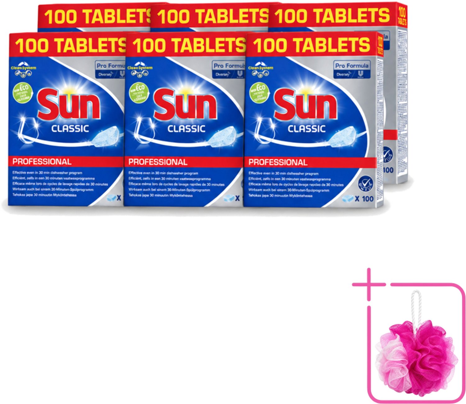 6 x Sun Classic - Pro Formula - Vaatwastabletten - 100 Tabletten - Bulkverpakking - Vaatwastabletten - Vaatwasser (8721643078738)