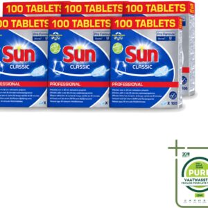 6 x Sun Classic - Pro Formula - Vaatwastabletten - 100 Tabletten - Grootverpakking - Vaatwastabletten - Vaatwasser - Reiniging - Vlekken Verwijderen - Kalkaanslag (8721643034994)