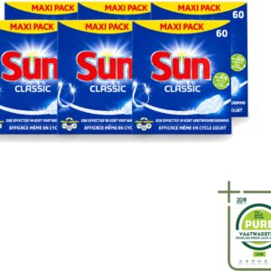 6 x Sun Classic - Vaatwastabletten - Eco - Voordeelverpakking - 60 Tabletten - Grootverpakking - Vaatwastabletten - Vaatwasser - Reiniging - Vaatwasmiddel - Eco-formule (8721643035045)