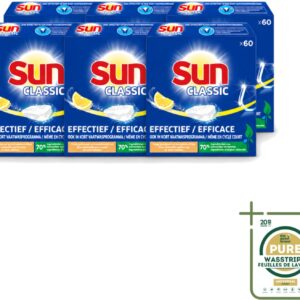6 x Sun Classic - Vaatwastabletten - Voordeelverpakking - Citroen - 60 Tabletten - Vaatwastabletten - Citroengeur - Vaatwasser - Fosfaatvrije - Milieuvriendelijk (8721643056903)