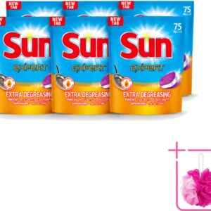 6 x Sun Expert - All-in-1 - Vaatwastabletten - Extra Ontvettend - 75 Tabletten - Bulkverpakking - Vaatwastabletten - Vaatwasmiddel (8721643078745)