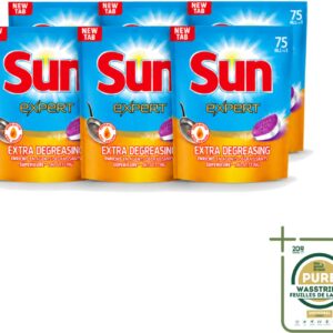 6 x Sun Expert - All-in-1 - Vaatwastabletten - Extra Ontvettend - 75 Tabletten - Vaatwastabletten - Vaatwasmiddel - Ontvetting - Vaatwasser - Vaat Reinigen (8721643056873)