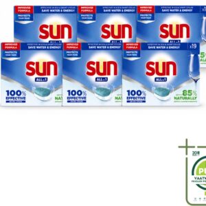 6 x Sun - Vaatwastabletten - All-in-1 Neutraal - 19 tabletten - Grootverpakking - Vaatwasmiddel - Vaatwastablet - Vaatwasmiddel Neutraal - Vaatwasmiddel Eco - Vaatwasmiddel Natuurlijk (8721643189403)