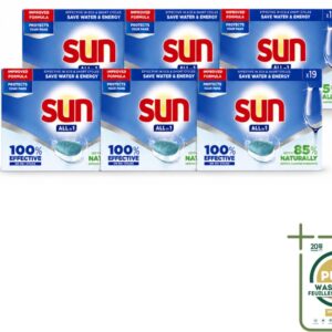 6 x Sun - Vaatwastabletten - All-in-1 Neutraal - 19 tabletten - Vaatwasmiddel - Vaatwastablet - Vaatwasmiddel Neutraal - Vaatwassen - Vaatwasmiddel All-in-1 (8721643231850)