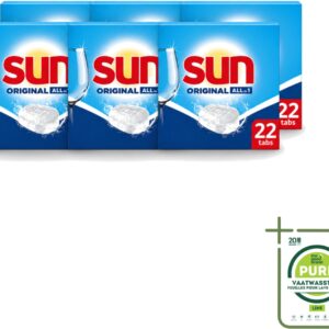 6 x Sun - Vaatwastabletten - All-in-1 Original - 22 tabletten - Grootverpakking - Vaatwastabletten - Vaatwassen - Reiniging - Glans - Spoelglans (8721643101511)