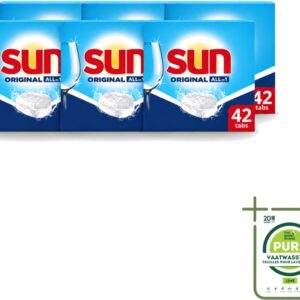 6 x Sun - Vaatwastabletten - Original - 42 tabletten - Grootverpakking - Vaatwastabletten - Vaatwasser - Reiniging - Vaatwastablet - Vaatwastabletten Original (8721643101528)