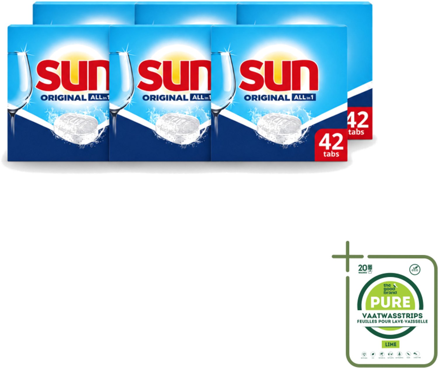6 x Sun - Vaatwastabletten - Original - 42 tabletten - Grootverpakking - Vaatwastabletten - Vaatwasser - Reiniging - Vaatwastablet - Vaatwastabletten Original (8721643101528)