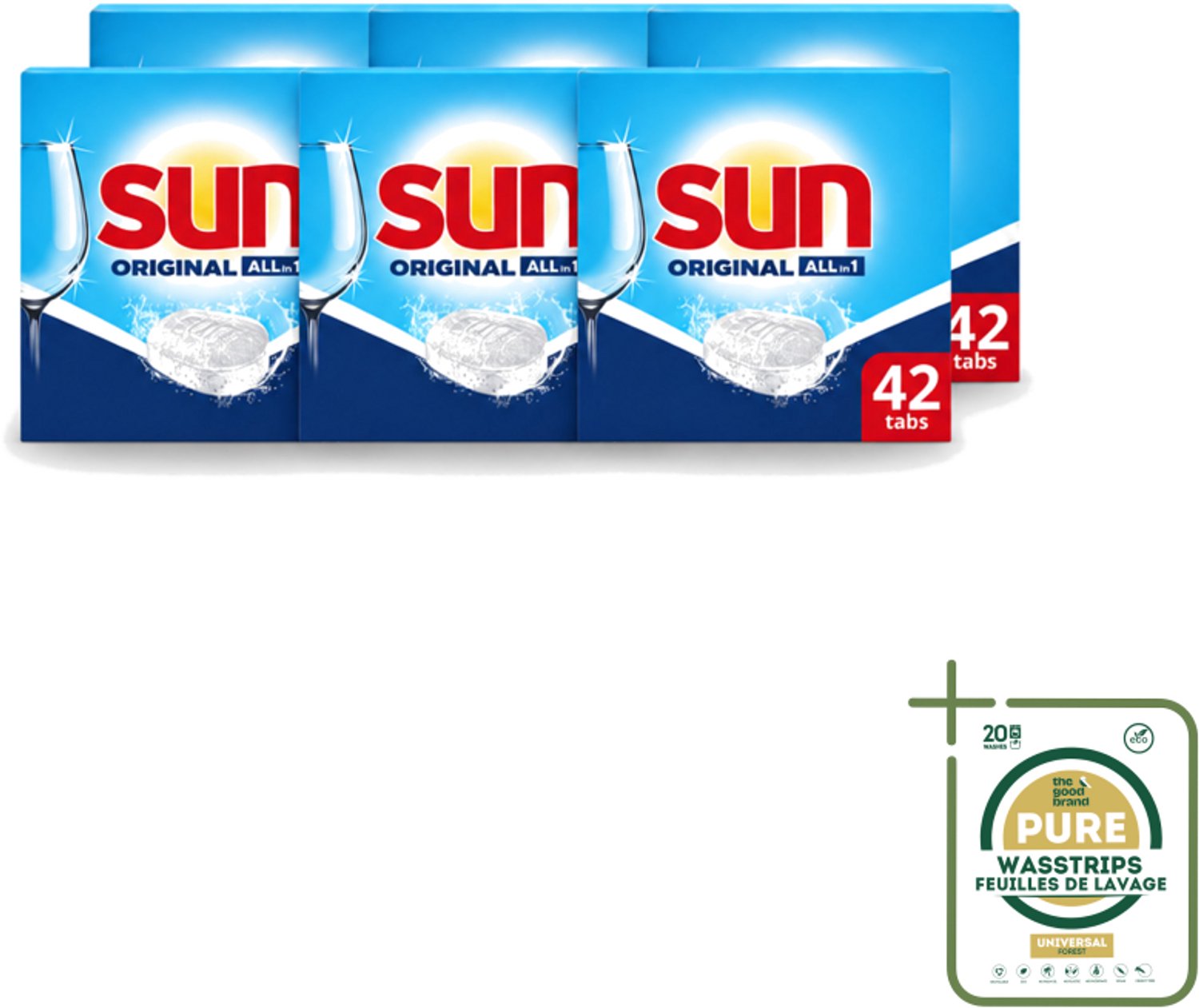6 x Sun - Vaatwastabletten - Original - 42 tabletten - Vaatwastabletten - Vaatwasser - Reiniging - Vaatwastablet - Vaatwastabletten Original (8721643110131)