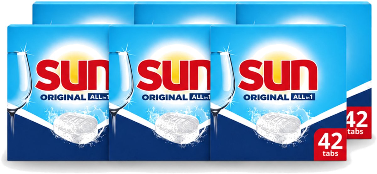 6 x Sun - Vaatwastabletten - Original - 42 tabletten - Voordeelverpakking - 6 stuks (8721643092918)