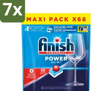 7 x Finish Powerball - Power All in 1 - Vaatwastabletten - Reiniging & Glans - 68 Tabletten - Vaatwastabletten - Vaatwasmiddel - Reiniging - Vaatwasser - Anti-kalk (8721418829558)