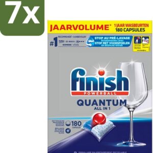 7 x Finish Powerball - Quantum All in 1 - Vaatwastabletten - 180 Tabletten - Vaatwassen - Vaatwastabletten - Vaatwasmiddel - Vaatwasmiddel Tabletten - Vaatwasmiddel Quantum (8721418829695)