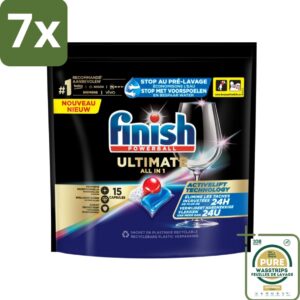 7 x Finish Powerball - Ultimate All in 1 - Vaatwastabletten - Activelift - 15 Capsules - Grootverpakking - Vaatwastabletten - Activelift - Reiniging - Glans - Vaatwassen (8027301919048)