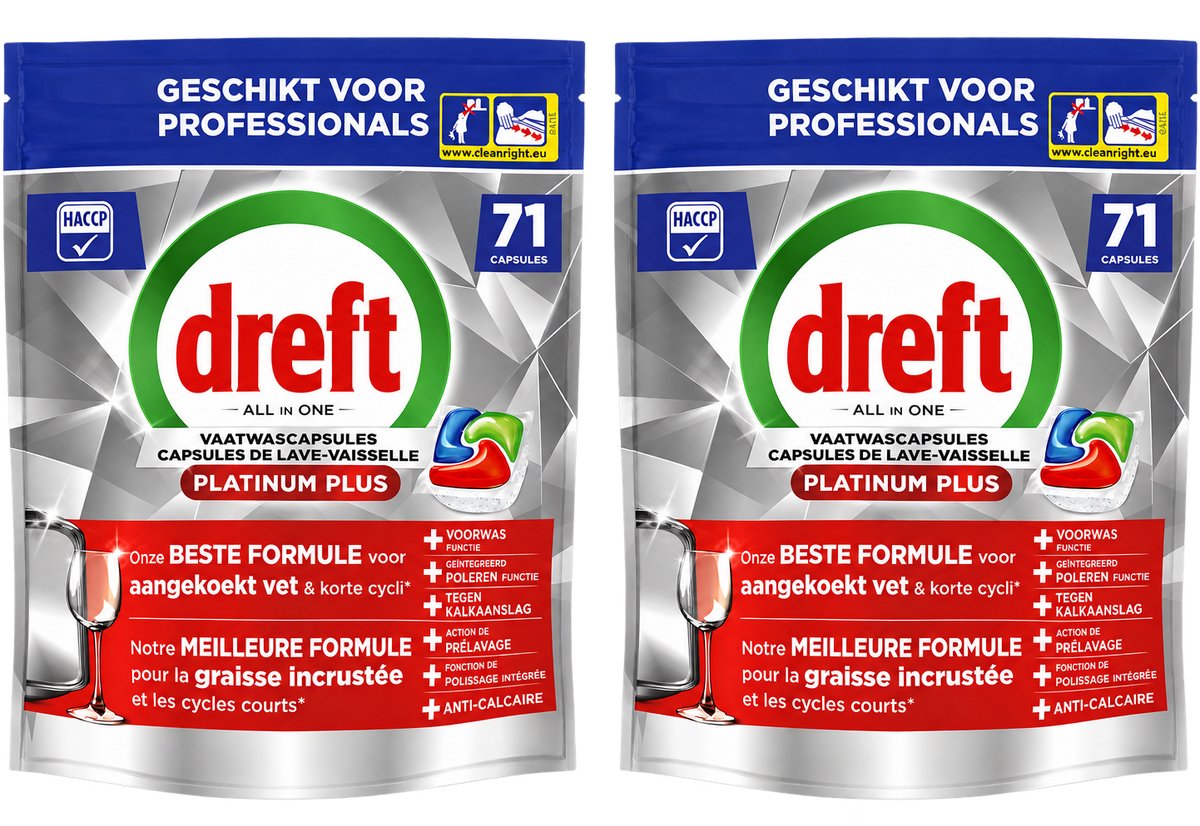 Dreft Platinum Plus Regular All in 1 Vaatwastabletten - 142 tabs (5061023101261)