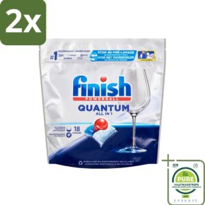 Finish Powerball - Quantum All in 1 - Vaatwastabletten - Stralende Glans - 18 Tabletten - Voordeelverpakking - 2 stuks - Vaatwastabletten - Vaatwasser (8017551561715)