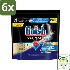 Finish Powerball - Ultimate All in 1 - Vaatwastabletten - Activelift - 15 Capsules - Voordeelverpakking - 6 stuks - Vaatwastabletten - Vaatwassertabletten (8017551608342)