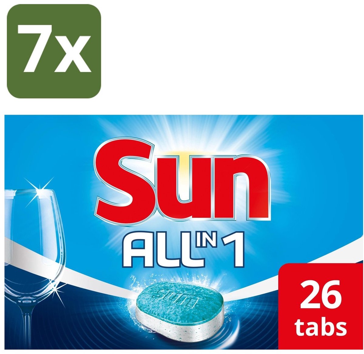 Sun All-in-1 Normaal Vaatwastabletten - 7 x 25 tabletten - Voordeelverpakking (8720181227516)