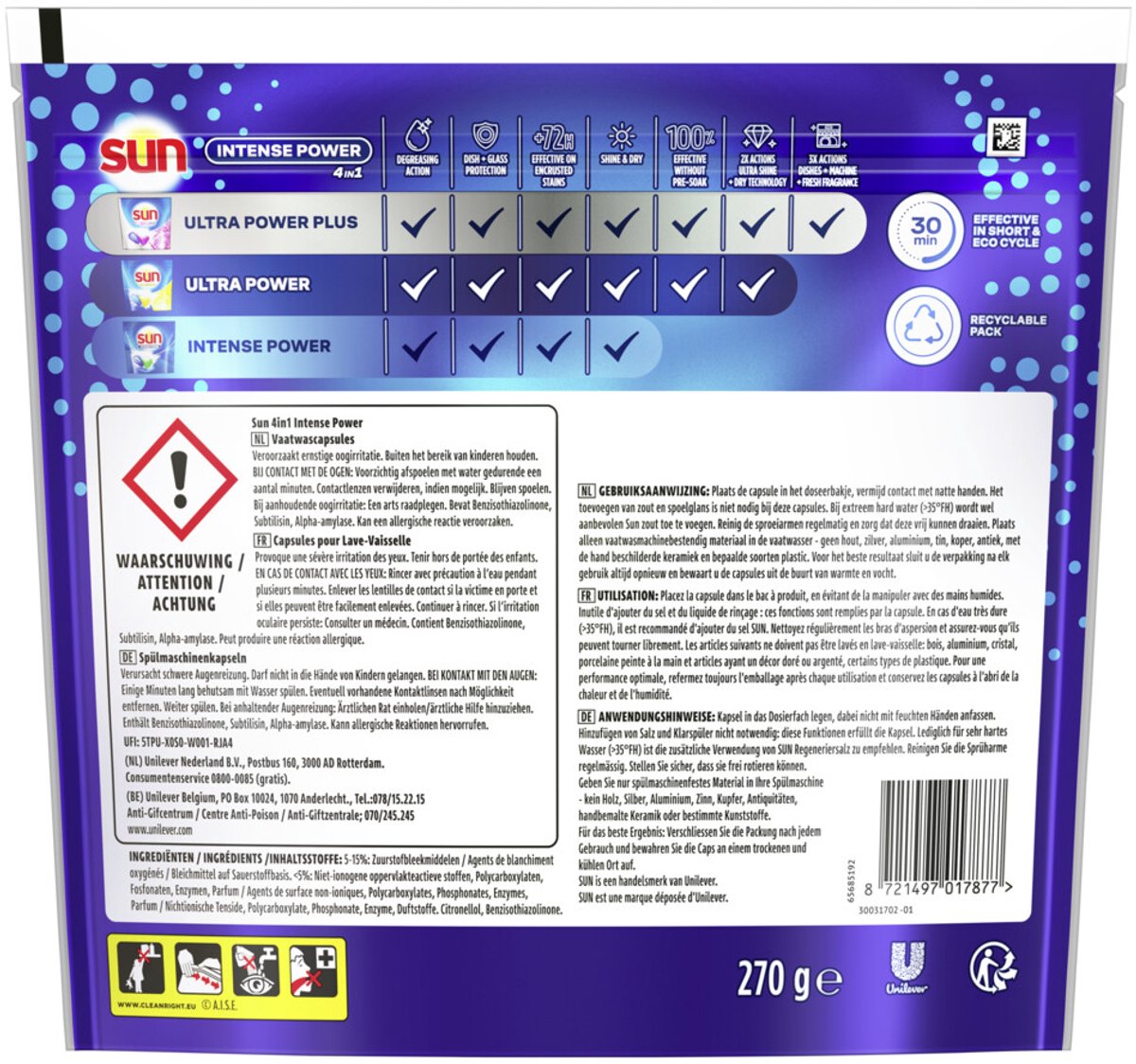 Sun Intense Power 4 in 1 Vaatwastabletten 18 stuks (8721497017877)